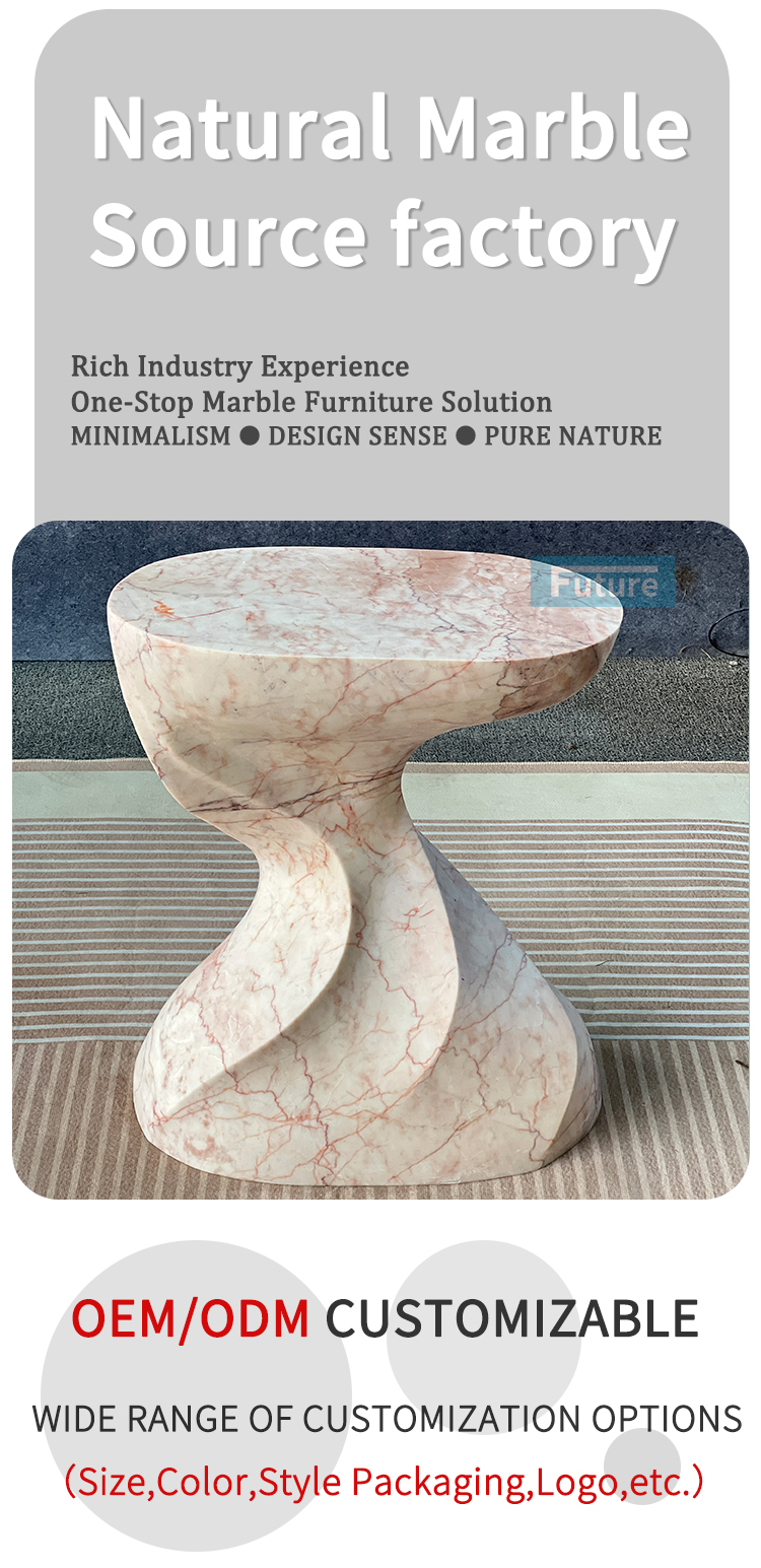 Cream Rose Marble Side Table