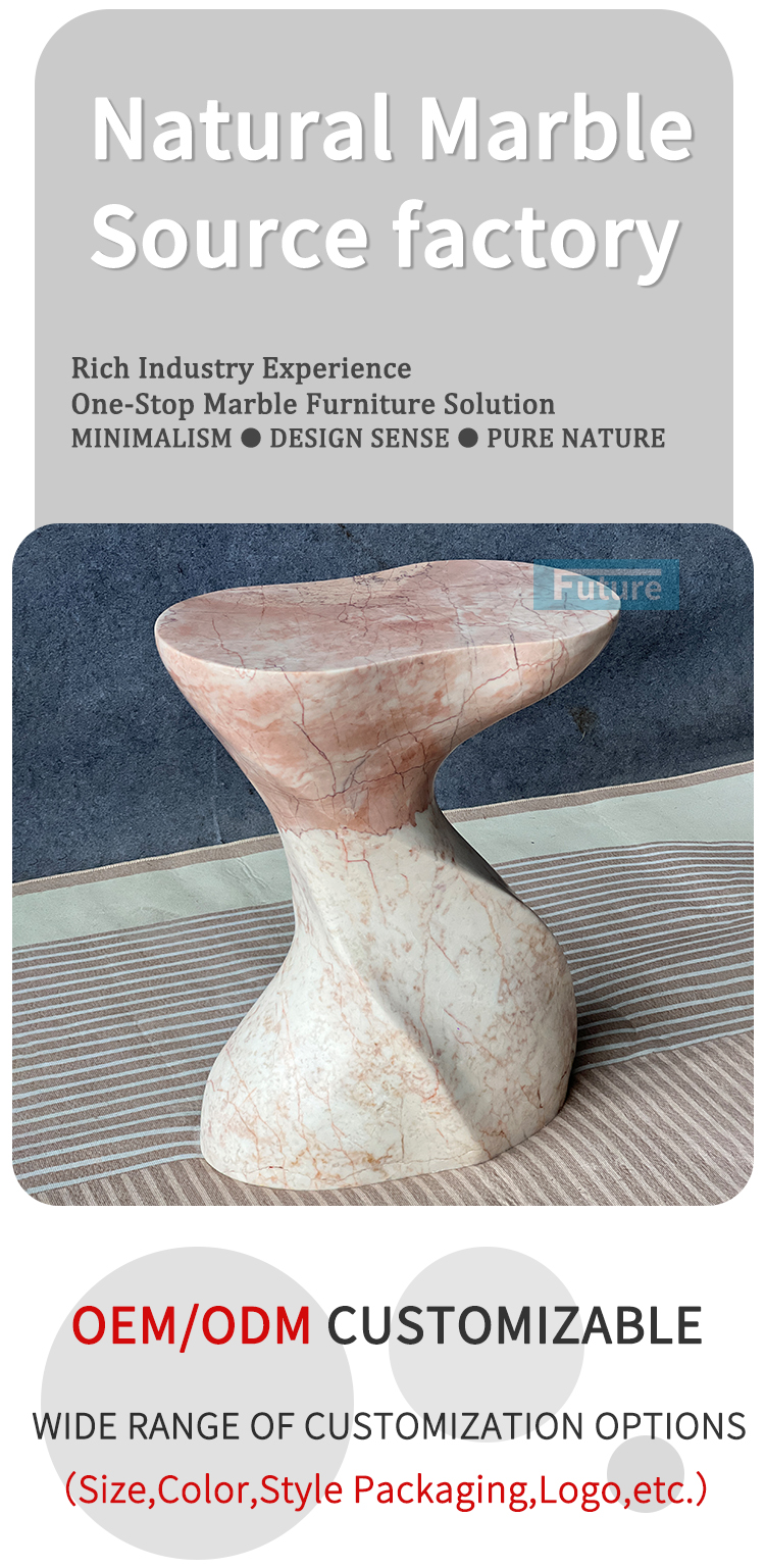 Cream Rose Marble Side Table