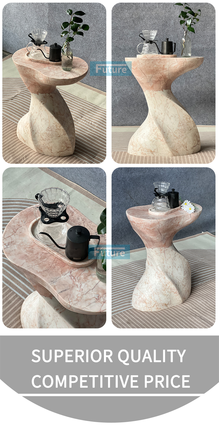 Cream Rose Marble Side Table