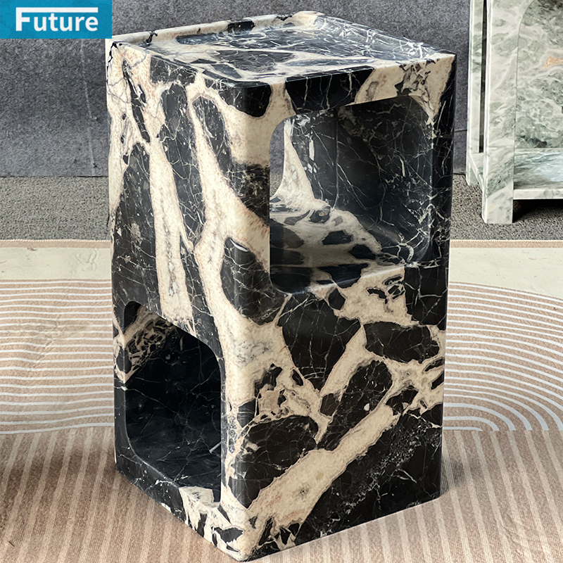 Calacatta Black Marble Side Cuboid Table for Livingroom Diningroom Coffee Shop Luxury Furniture