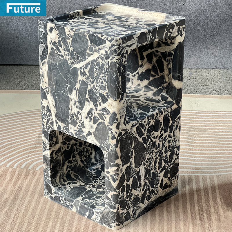 Calacatta Black Marble Side Cuboid Table for Livingroom Diningroom Coffee Shop Luxury Furniture