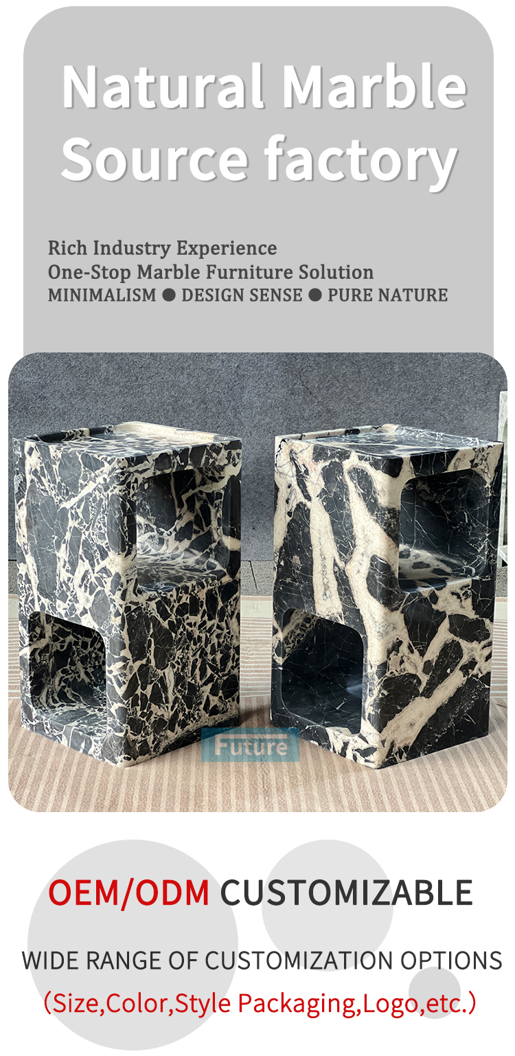 Calacatta Black Marble Side Table