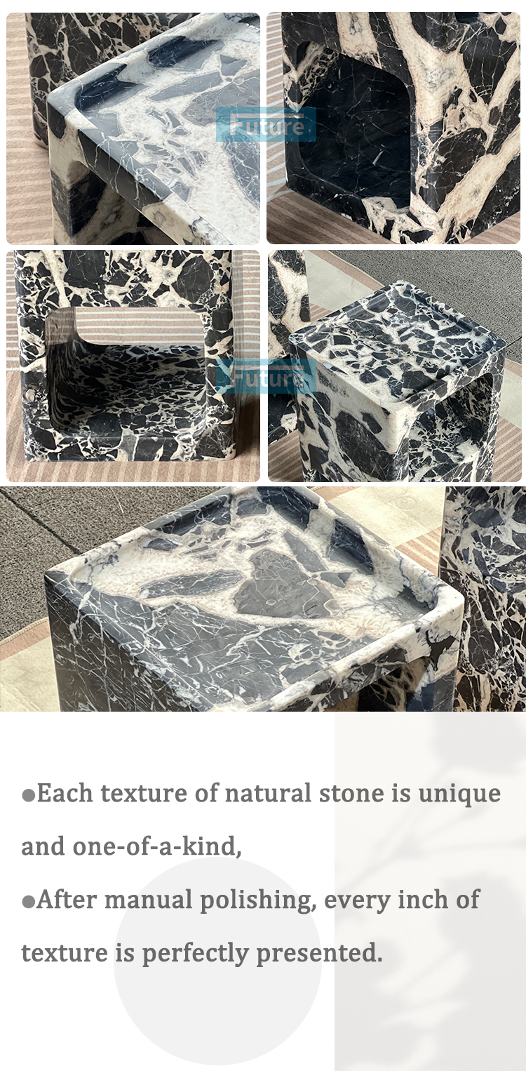 Calacatta Black Marble Side Table