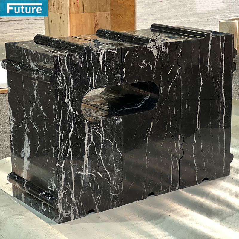 Natural Nero Black Marqulina Marble Side Table for Livingroom Diningroom Coffee Shop Luxury Furniture