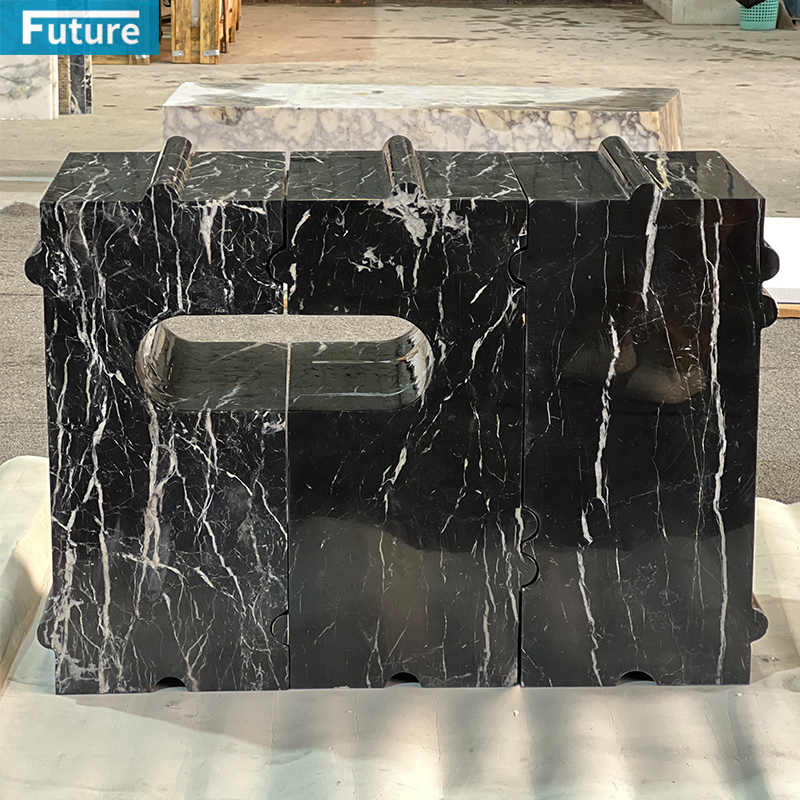 Natural Nero Black Marqulina Marble Side Table for Livingroom Diningroom Coffee Shop Luxury Furniture