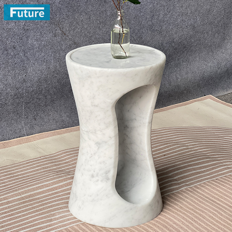 Natural Stone Round Top Carrara White Marble Side Table Tea for Livingroom Diningroom Deor Coffee Shop Luxury Furniture
