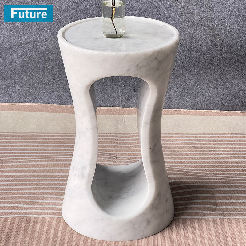 Natural Stone Round Top Carrara White Marble Side Table Tea for Livingroom Diningroom Deor Coffee Shop Luxury Furniture