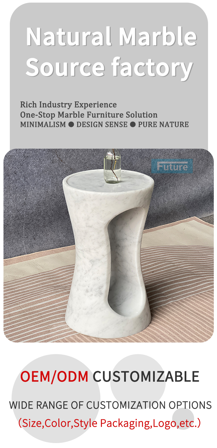 Natural Stone Round Top Carrara White Marble Side Table Tea for Livingroom Diningroom Deor Coffee Shop Luxury Furniture