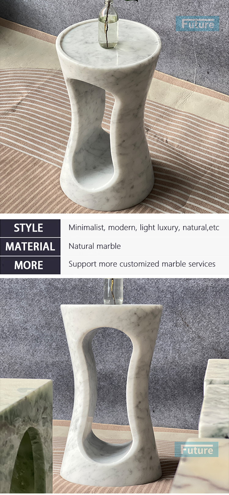  Carrara White Marble Side Table