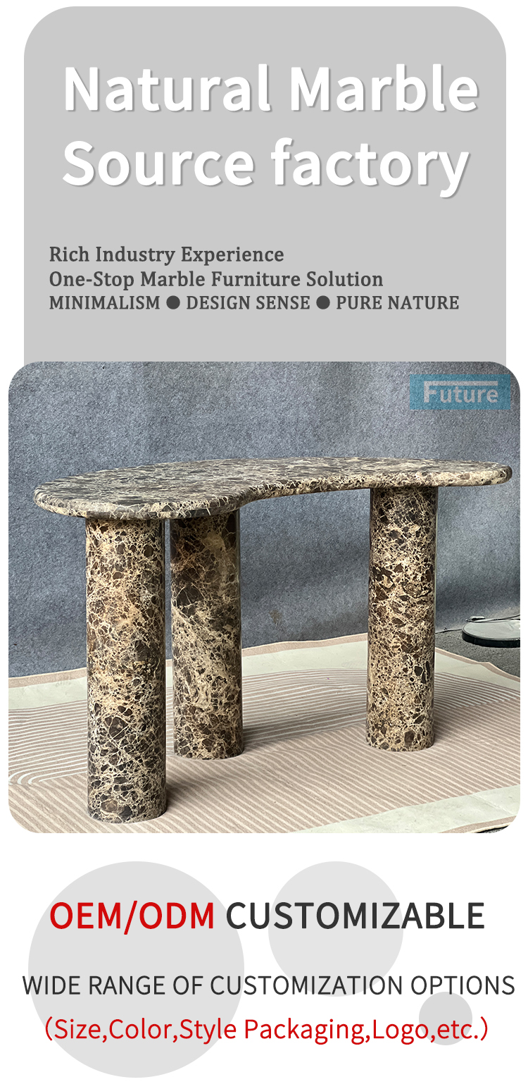 Dark Brown Marble Side Table