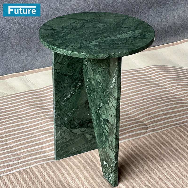 Natural Stone Round Top Verde Green Marble Side Table Tea Table for Livingroom Diningroom Deor Coffee Shop Luxury Furniture