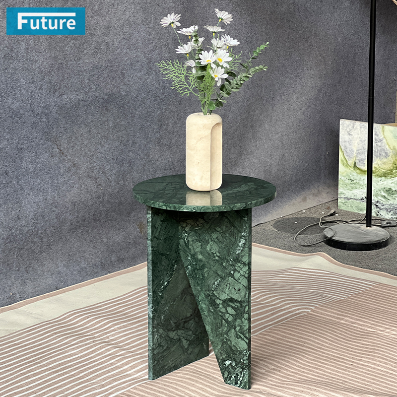 Natural Stone Round Top Verde Green Marble Side Table Tea Table for Livingroom Diningroom Deor Coffee Shop Luxury Furniture