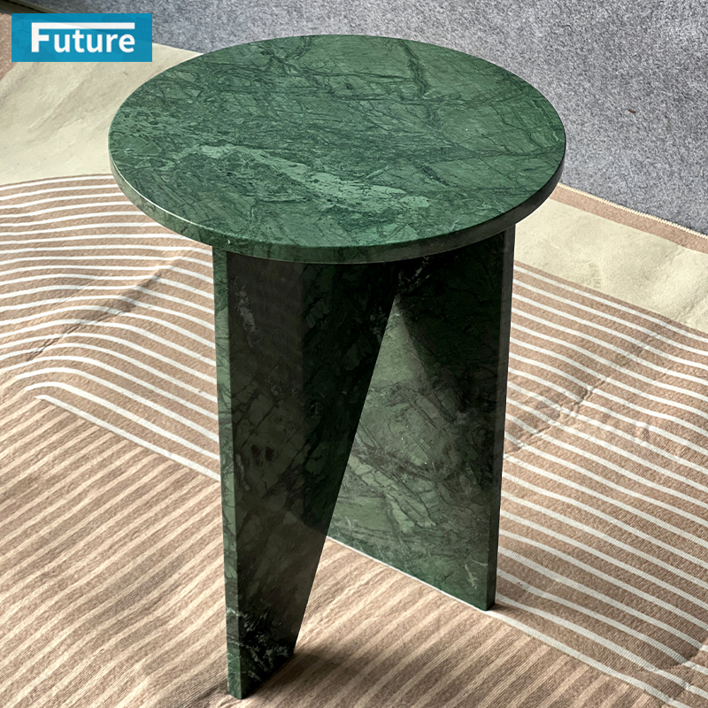 Natural Stone Round Top Verde Green Marble Side Table Tea Table for Livingroom Diningroom Deor Coffee Shop Luxury Furniture