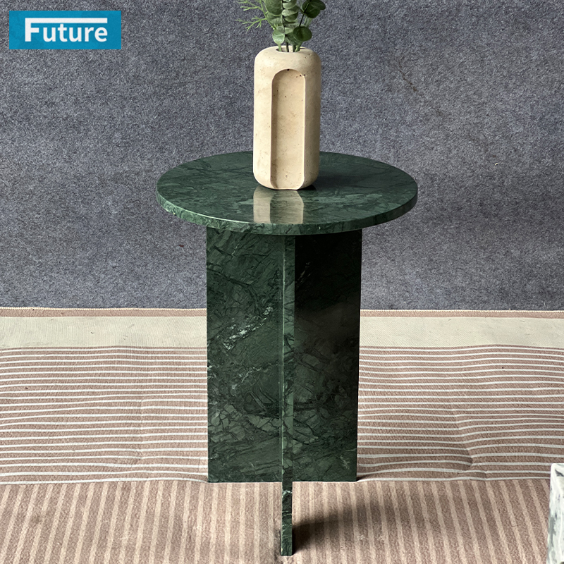 Natural Stone Round Top Verde Green Marble Side Table Tea Table for Livingroom Diningroom Deor Coffee Shop Luxury Furniture