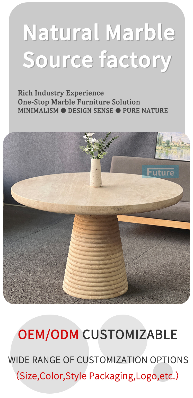 Beige Travertine Dining Table
