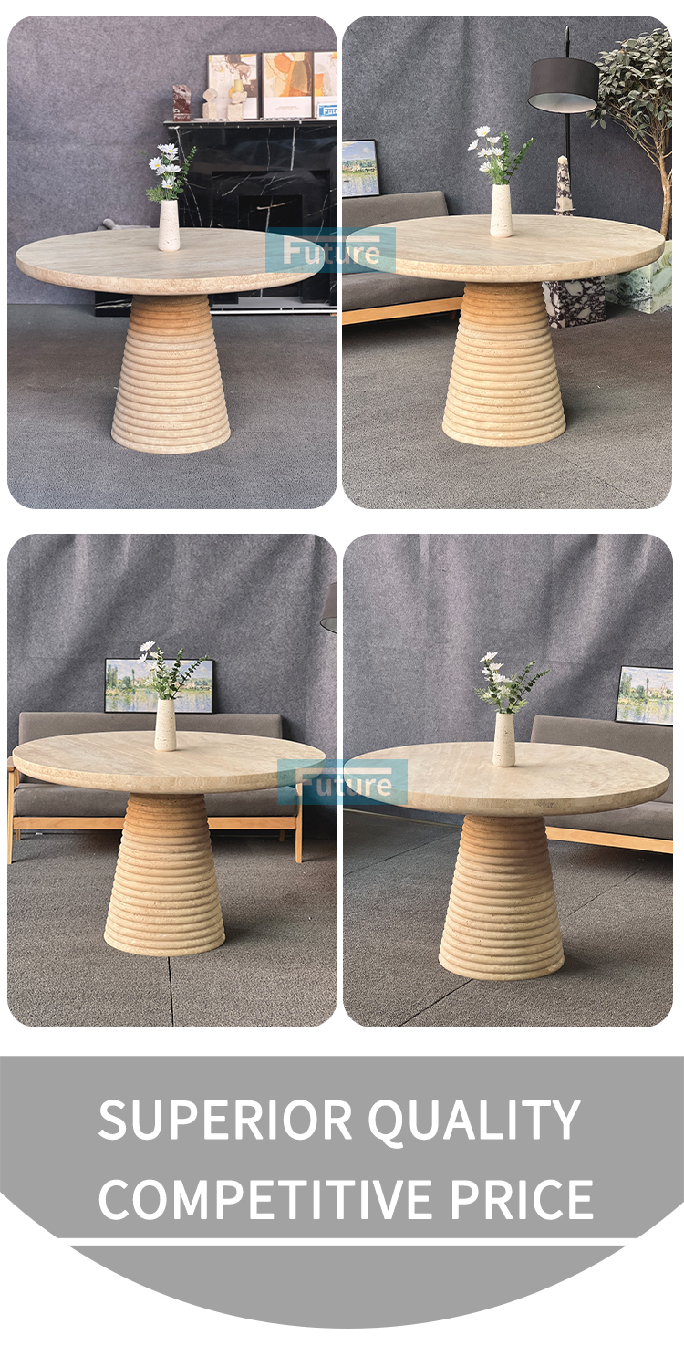 Beige Travertine Dining Table