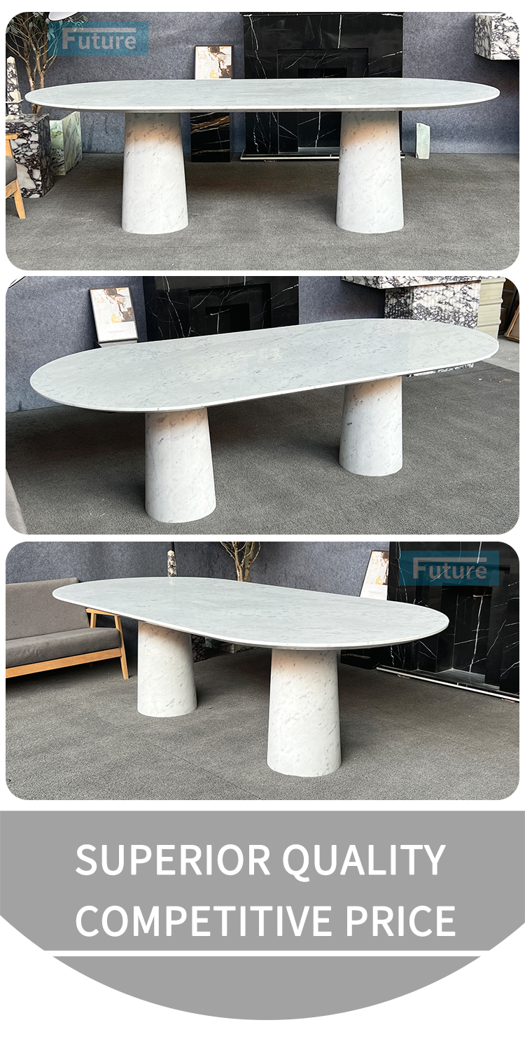 Carara White Marble Dining Table