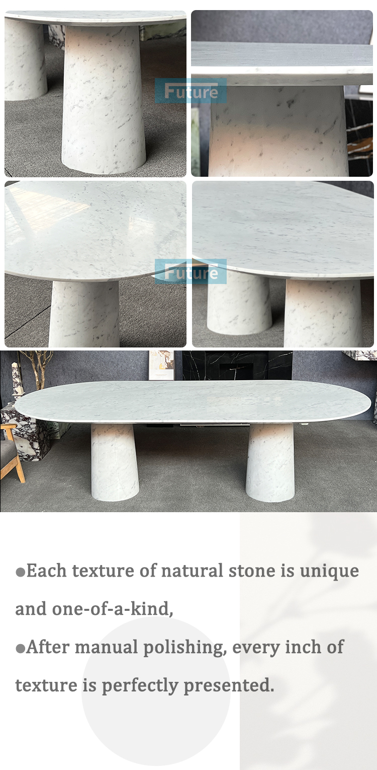 Carara White Marble Dining Table