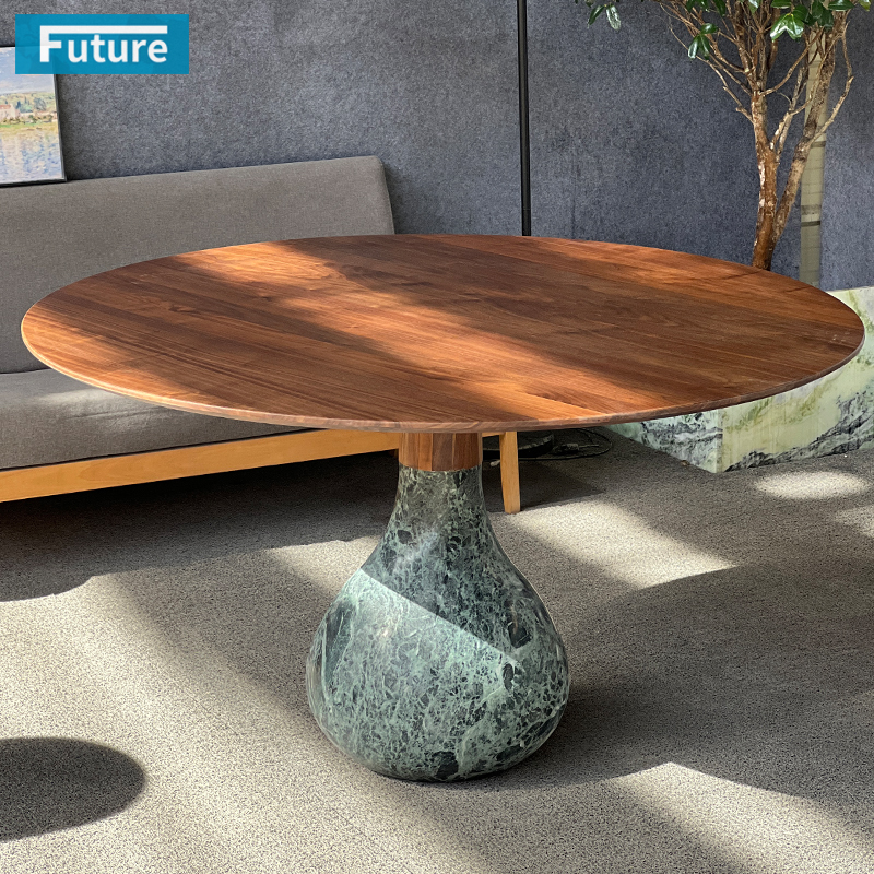 Luxury Modern Style Verde Green Marble Dining Table with Wood Top for Dinning Room Hotel Resturant