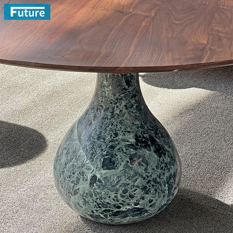 Luxury Modern Style Verde Green Marble Dining Table with Wood Top for Dinning Room Hotel Resturant
