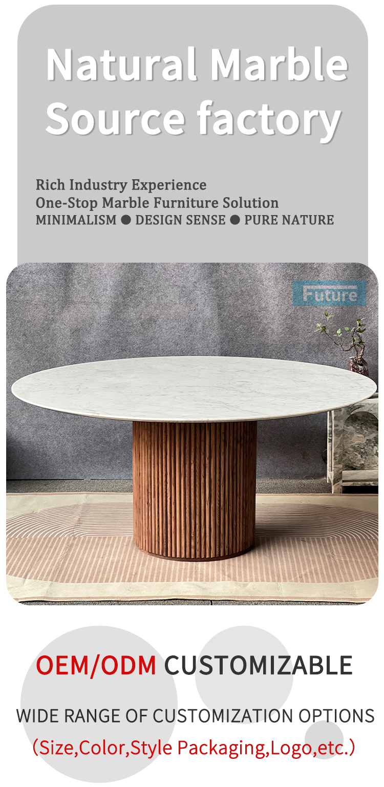 Carara White Marble Dining Table