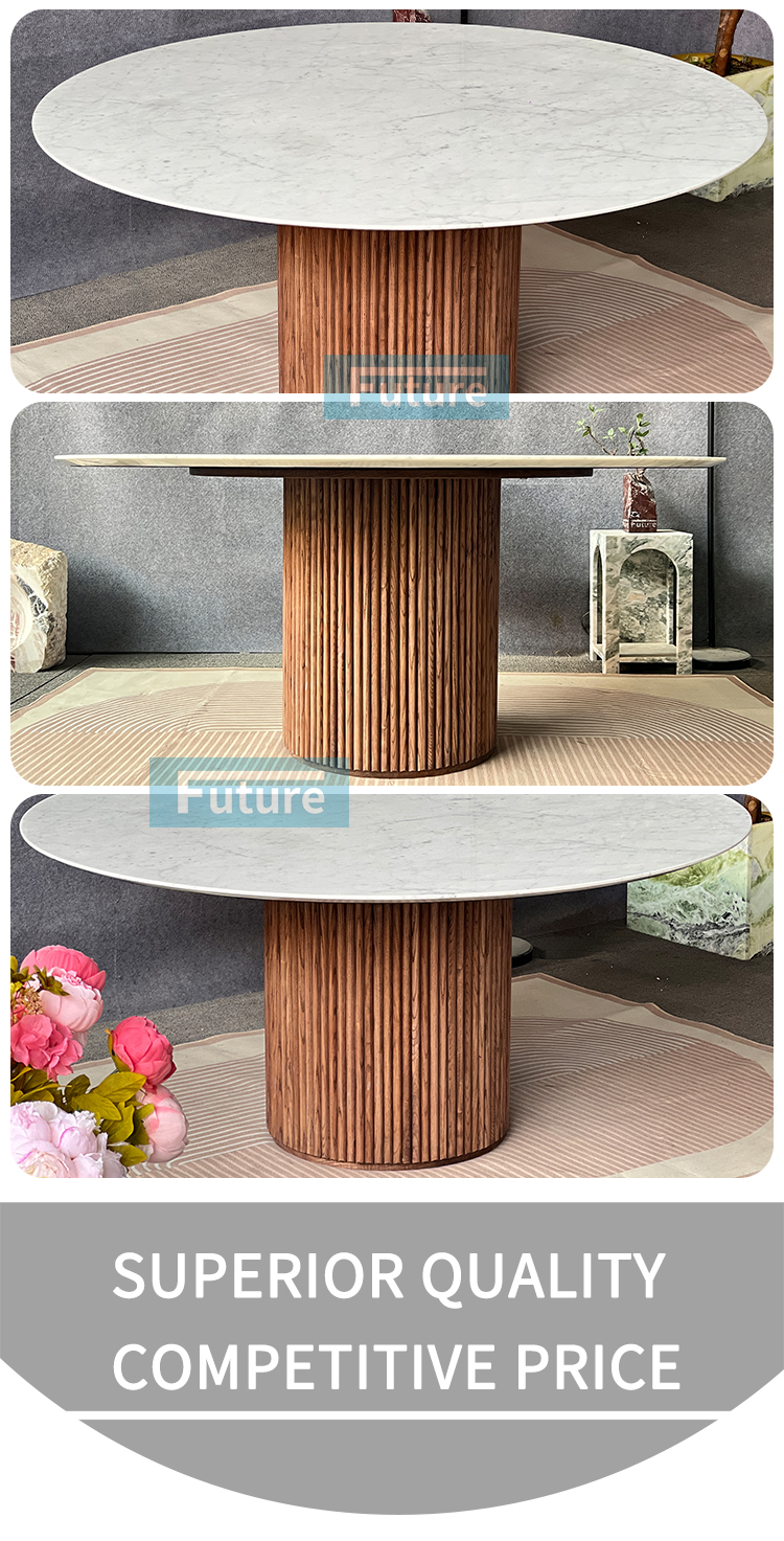 Carara White Marble Dining Table