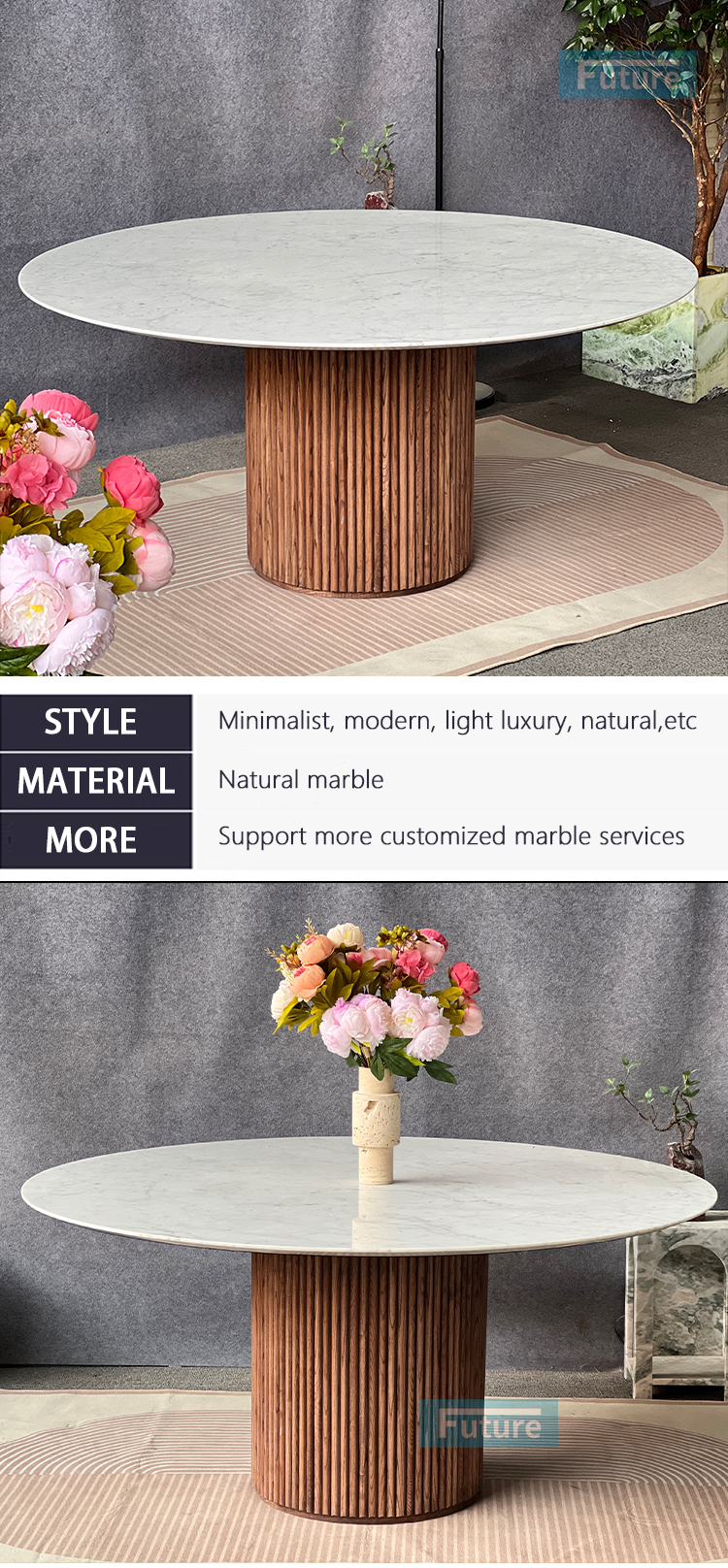 Carara White Marble Dining Table