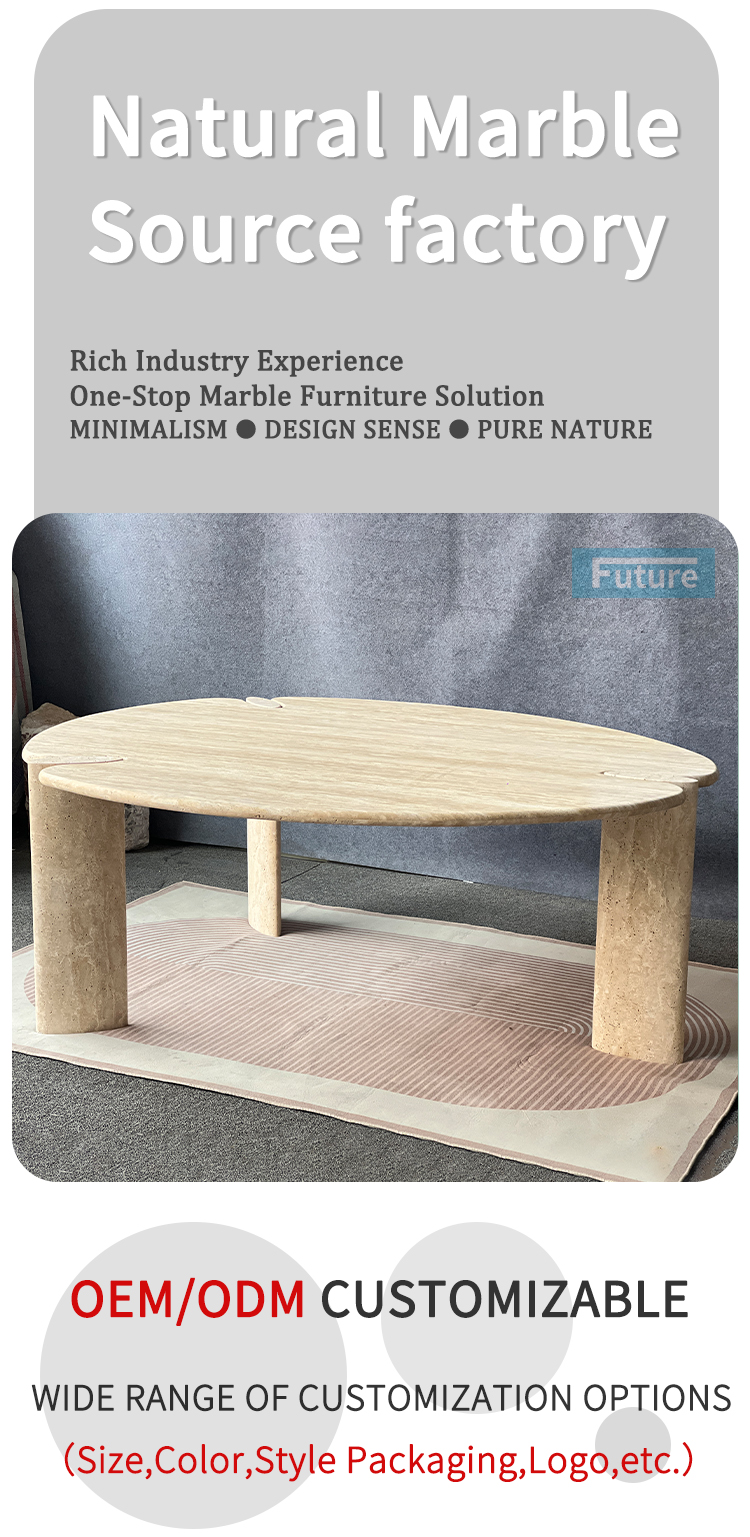 Beige Travertine Dining Table