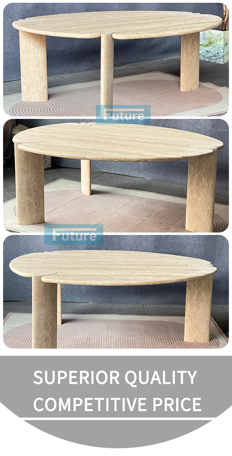 Beige Travertine Dining Table
