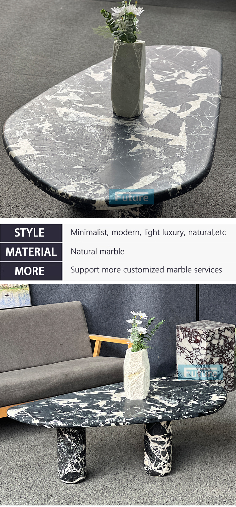 Calacatta Black Marble Coffee Table