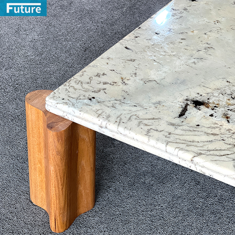 Luxury Modern Style Pandora Marble Coffee Table Tea Table with Wooden Low Plinth Leg for Home Decor Livingroom Furniture Hotel Bar Coffee Shop