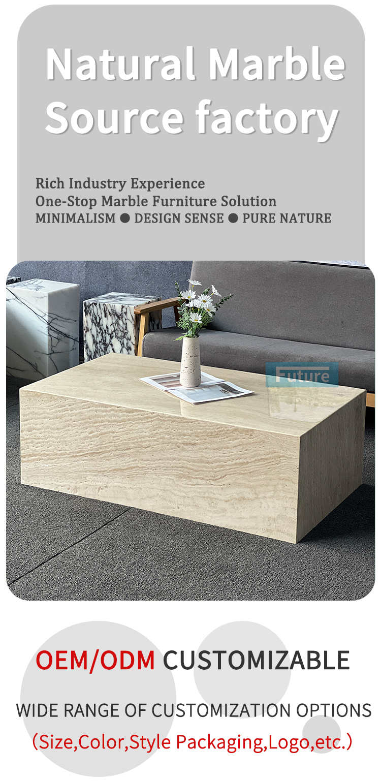 Super White Travertine Coffee Table