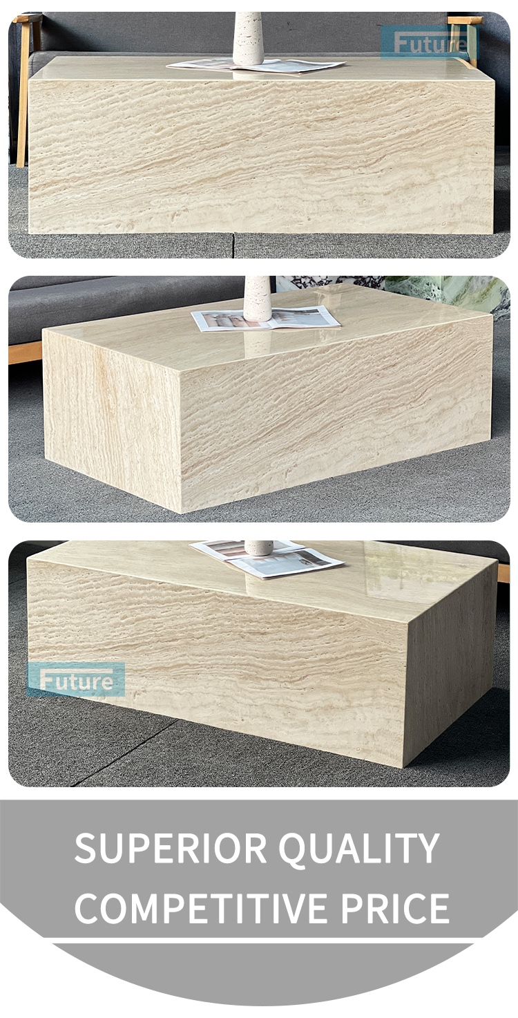 Super White Travertine Coffee Table