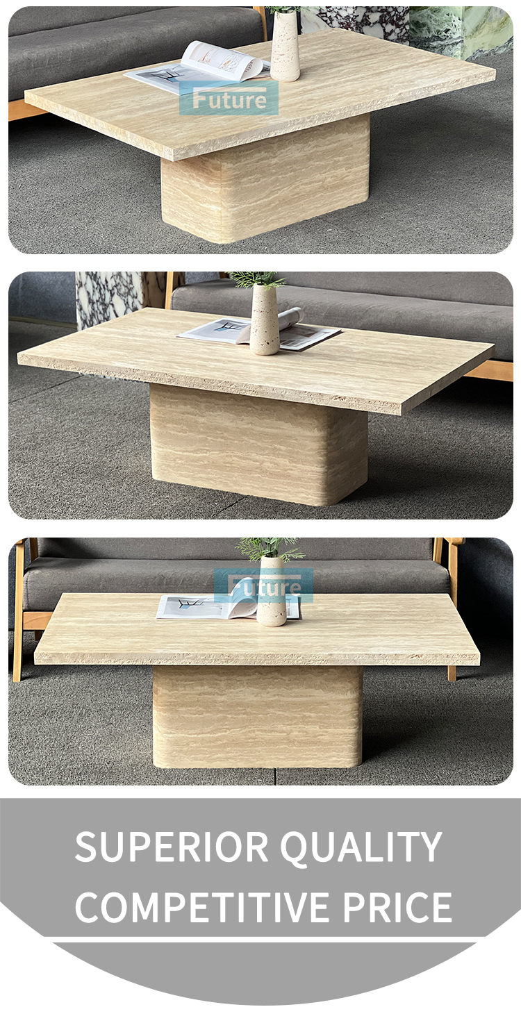 Beige Travertine Marble Coffee Table