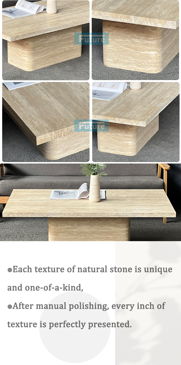 Beige Travertine Marble Coffee Table