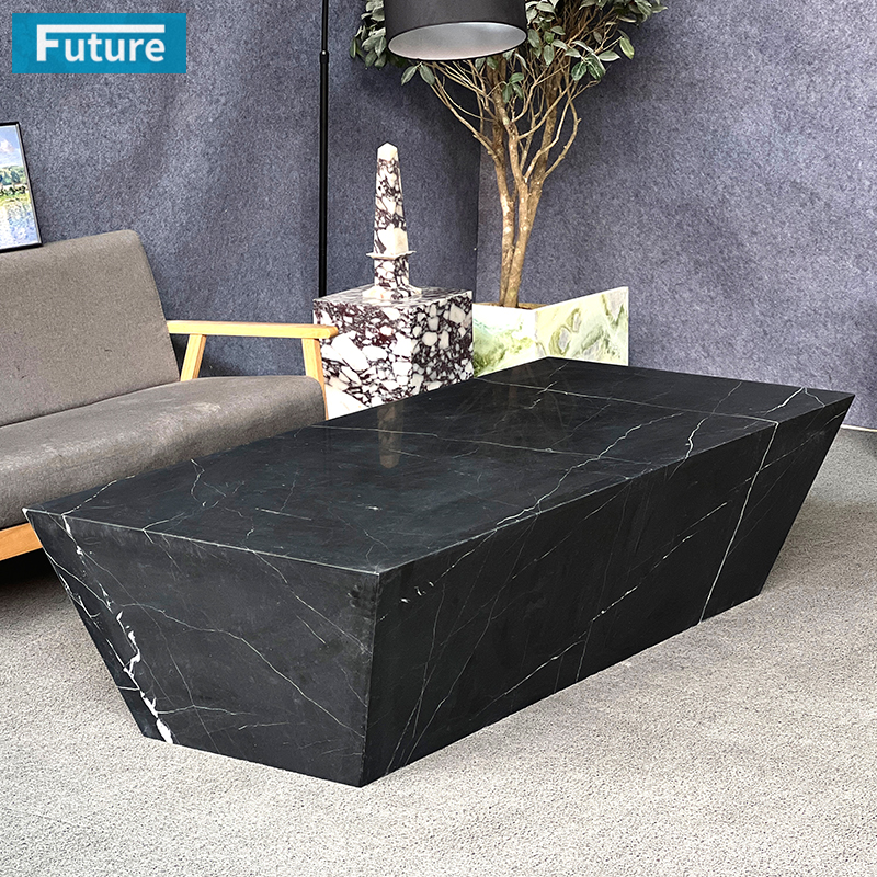 Cheap Price Natural Modern Low Plinth Nero Black Marqulina Marble Coffee Table for Livingroom Villa Hotel Home Furniture