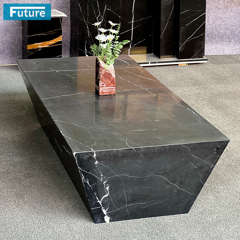 Cheap Price Natural Modern Low Plinth Nero Black Marqulina Marble Coffee Table for Livingroom Villa Hotel Home Furniture