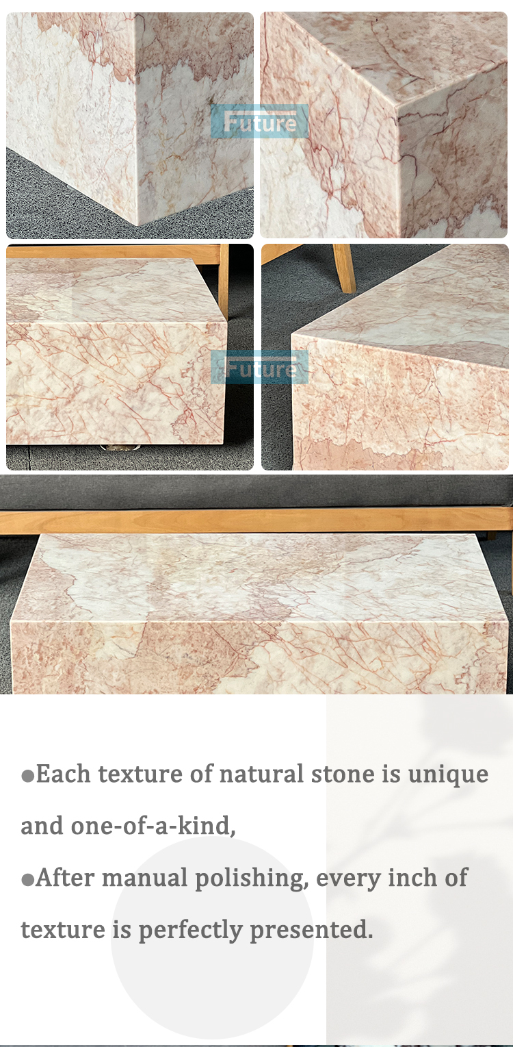 Pink Cream Rose Marble Coffee Table