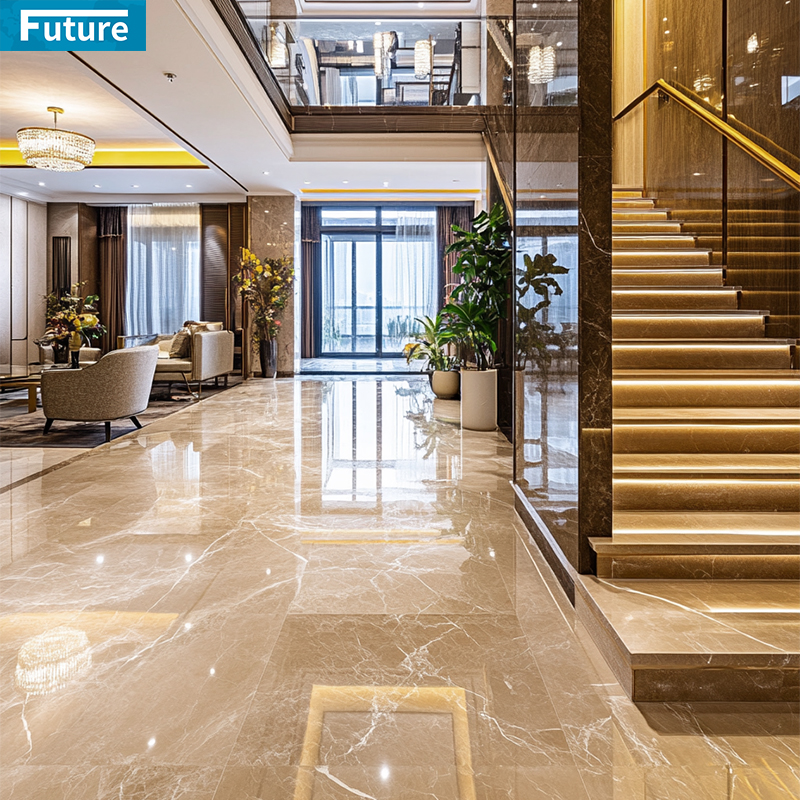 Luxury Polished Glazed White Marble Floor Tiles for Hotel Decor Project Mansions Villa Interior Decoration Project