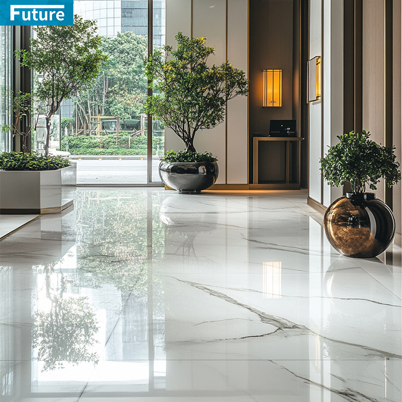 Luxury Polished Glazed Calacatta White Marble Floor Tiles for Hotel Decor Project Mansions Villa Interior Decoration Project