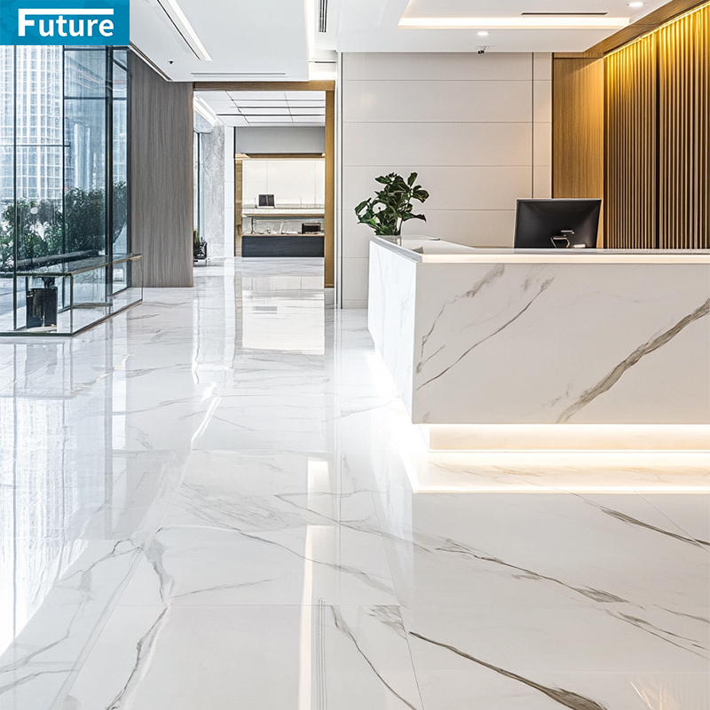 Royal Style Polished Glazed White Marble Floor Tiles for Hotel Decor Project Mansions Villa Interior Decoration Project