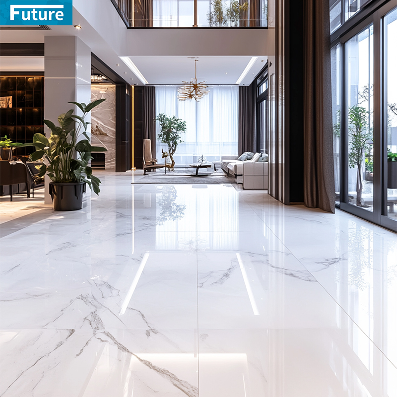 Royal Style Glossy Natural Stone Customzie Size Light Grey Marble Floor Tiles for Hotel Decor Project Mansions Villa Interior Decoration Project Staircase