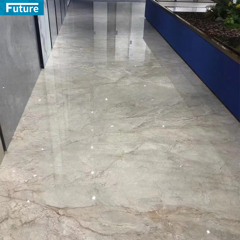 Polished Natural Stone Customzie Size Bruce Grey Marble Floor Tiles for Hotel Decor Project Mansions Villa Interior Decoration Project Staircase