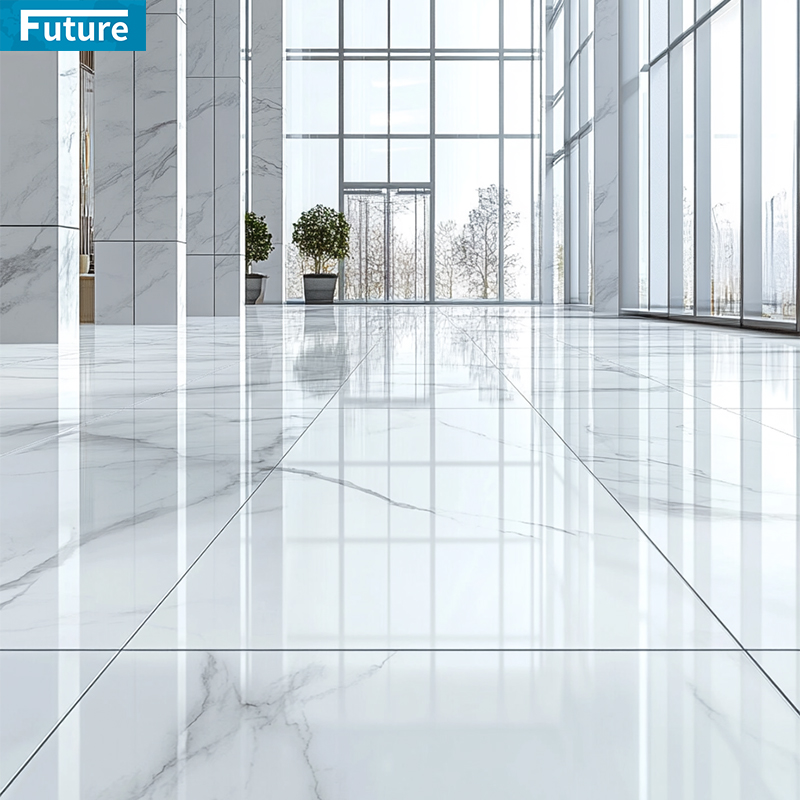Natural Stone Customzie Size White Marble with Black Veins Floor Tiles for Hotel Decor Project Mansions Villa Interior Decoration Project Staircase