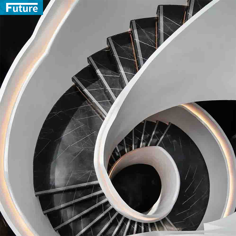 Royal Natural Stone Customize Green Marble Staircase for Villa Luxury Apartment Mansions Hotel Castle Decroation Projects