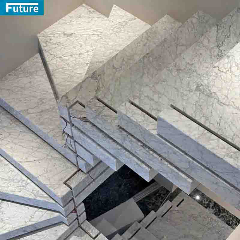 Customize Size Shape and Color Grey Marble Staircase for Villa Luxury Apartment Mansions Hotel Castle Decroation Projects