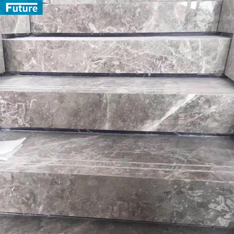 Luxury Style Light Black and White Marble Staircase TIles for Villa Luxury Apartment Mansions Hotel Castle Decroation Projects