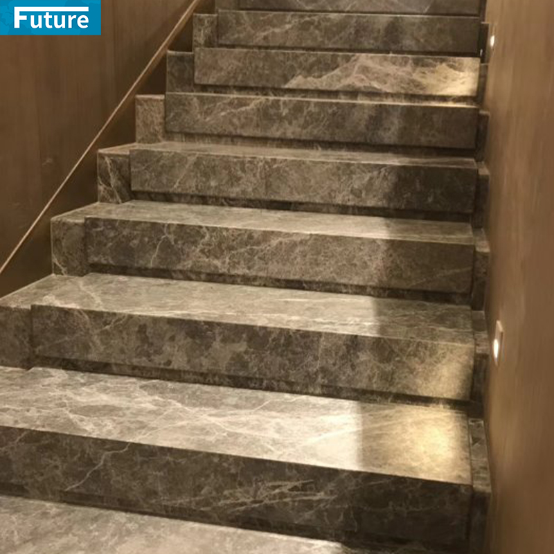 Luxury Style Light Black and White Marble Staircase TIles for Villa Luxury Apartment Mansions Hotel Castle Decroation Projects