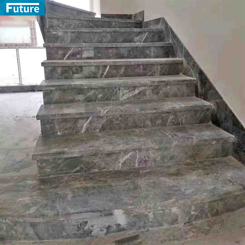 Luxury Style Light Black and White Marble Staircase TIles for Villa Luxury Apartment Mansions Hotel Castle Decroation Projects