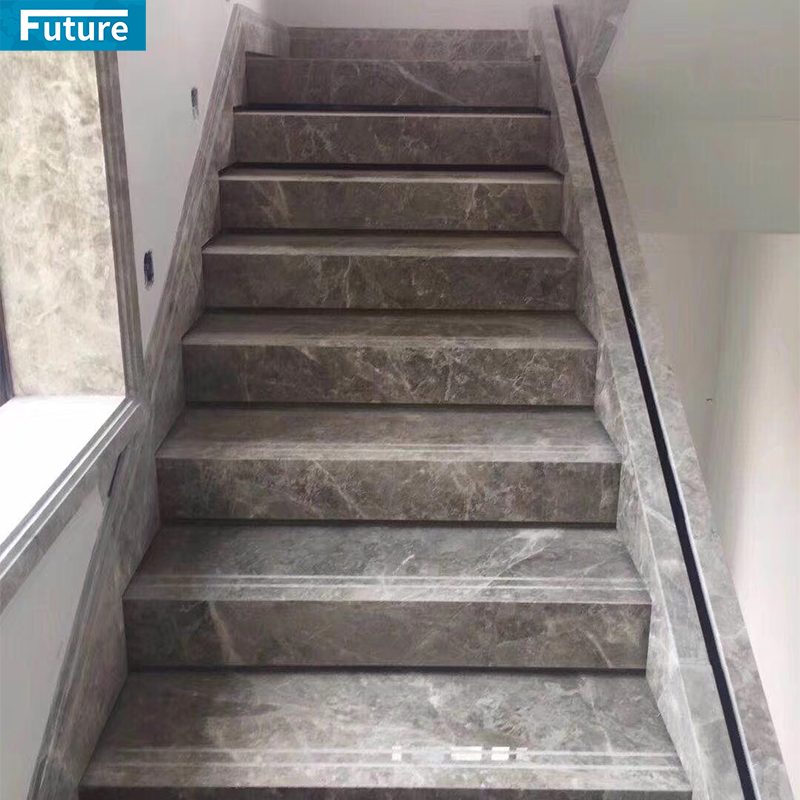 Luxury Style Light Black and White Marble Staircase TIles for Villa Luxury Apartment Mansions Hotel Castle Decroation Projects